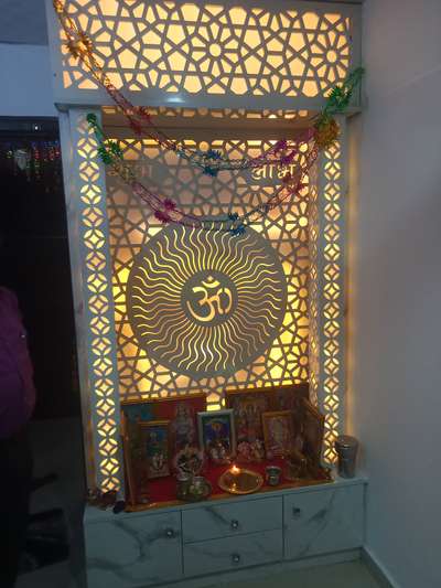 Prayer Room, Storage, Lighting Designs by Carpenter Yusuf Saifi, Ghaziabad | Kolo