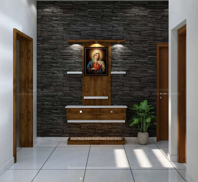 Lighting, Home Decor, Prayer Room, Storage, Wall Designs by Interior Designer Riyas K S, Kottayam | Kolo