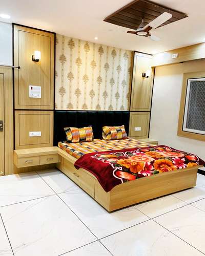 Bedroom, Wall, Lighting, Furniture, Storage Designs by Building Supplies TEAK BAZAR, Indore | Kolo