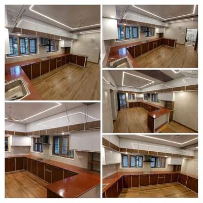 Kitchen, Storage, Flooring, Lighting, Ceiling Designs by Contractor Global Housing, Thrissur | Kolo