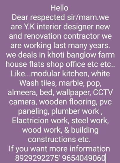 Y.K interior designer new and renovation contractor | Kolo