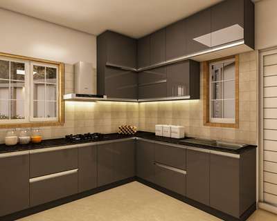 Kitchen, Storage, Lighting Designs by Interior Designer Ajith P, Wayanad | Kolo