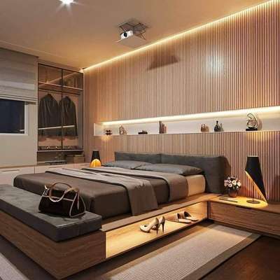 Bedroom, Furniture, Storage, Lighting, Wall Designs by Interior Designer Niju George, Alappuzha | Kolo