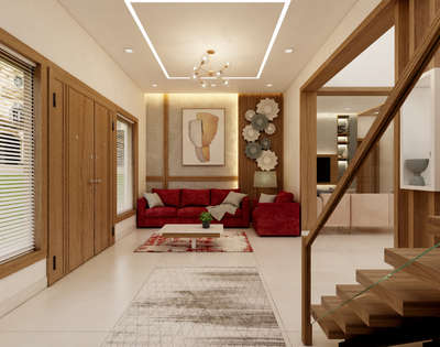 Furniture, Lighting, Living, Table, Staircase Designs by Interior Designer Ajmal Habeeb, Thrissur | Kolo