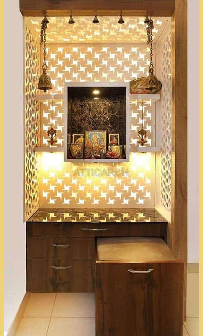 Home Decor, Prayer Room, Storage, Lighting Designs by Interior Designer Robin Pandey, Delhi | Kolo
