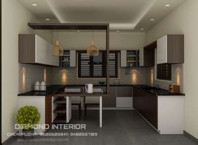 Kitchen, Storage, Lighting Designs by Interior Designer Rahulmitza Mitza, Kannur | Kolo