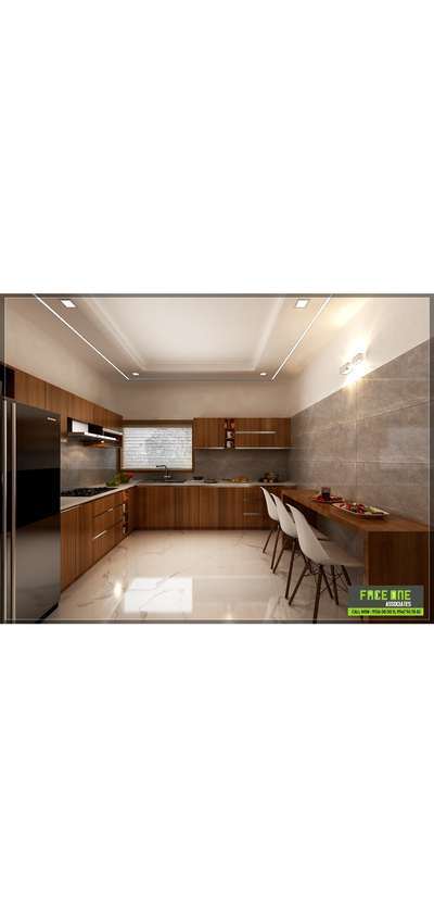 Kitchen, Lighting, Storage, Flooring, Furniture Designs by Contractor Mohamed  Zaheer, Kannur | Kolo