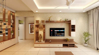 Ceiling, Lighting, Living, Storage, Prayer Room Designs by Contractor Faris P A, Thrissur | Kolo