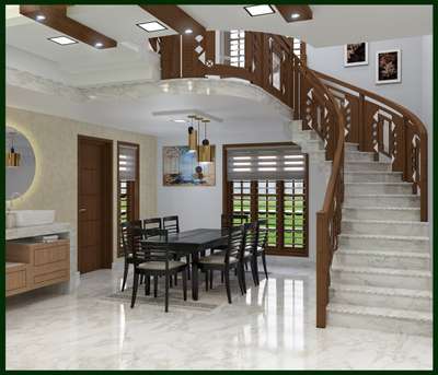 Staircase, Dining Designs by Carpenter Ramesh PP, Kannur | Kolo