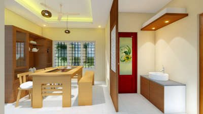 Dining, Table, Furniture, Storage, Lighting Designs by Architect Aseem ta, Alappuzha | Kolo