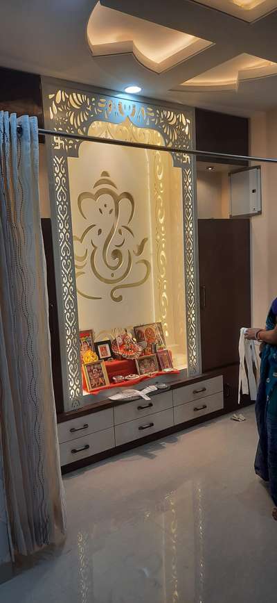 Prayer Room, Lighting, Storage Designs by Contractor Deep chand  Jangid, Jaipur | Kolo