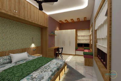 Ceiling, Furniture, Lighting, Storage, Bedroom Designs by Interior Designer Santhosh Samuel, Pathanamthitta | Kolo