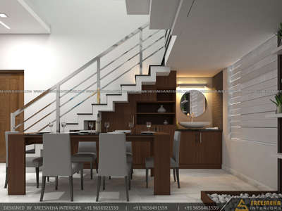 Furniture, Dining, Staircase, Table Designs by Interior Designer SREESNEHA INTERIORS, Kottayam | Kolo