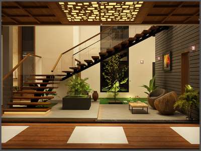 Living, Lighting, Furniture, Table, Ceiling, Staircase Designs by Interior Designer Nirmal bose, Thrissur | Kolo