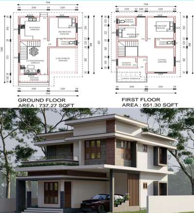 Exterior, Plans Designs by 3D & CAD Muhammed Nishad, Thiruvananthapuram | Kolo