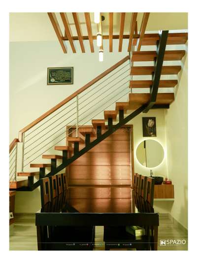 Dining, Furniture, Lighting, Table, Staircase Designs by Interior Designer Rahul c, Malappuram | Kolo