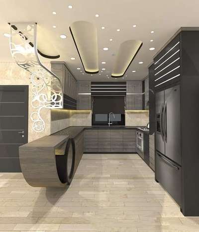 Ceiling, Kitchen, Lighting, Storage Designs by Interior Designer Housie Interior, Jaipur | Kolo