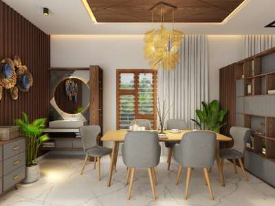 Ceiling, Dining, Furniture, Storage, Table Designs by Architect Ansar Manjeri, Malappuram | Kolo
