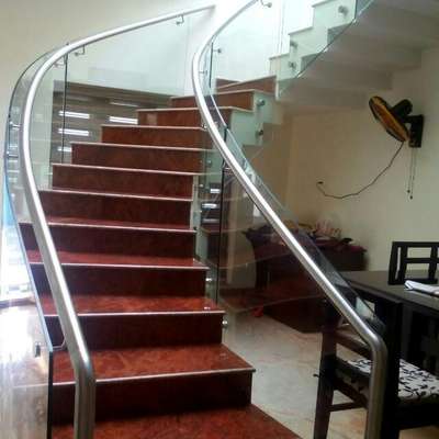 Dining, Furniture, Table, Staircase, Storage Designs by Interior Designer BRIGHT STEEL   GLASS BRIGHT STEEL GLASS, Alappuzha | Kolo