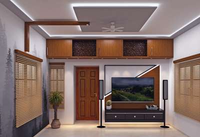 Ceiling, Door, Lighting, Living, Storage Designs by Interior Designer Manu Philip, Kollam | Kolo