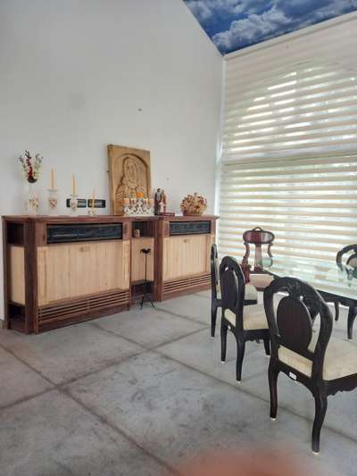 Prayer Room, Storage, Dining, Furniture, Table, Flooring Designs by Painting Works amal sochu, Kozhikode | Kolo