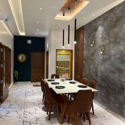 Ceiling, Dining, Furniture, Table Designs by Architect Magno Architectural  Design Studio, Malappuram | Kolo
