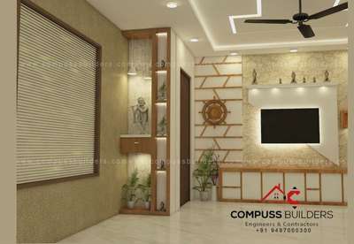 Lighting, Living, Storage, Prayer Room, Ceiling Designs by Contractor Compuss  Builders, Alappuzha | Kolo