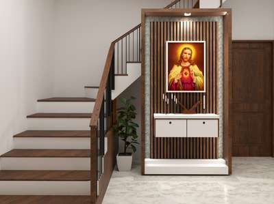 Staircase, Prayer Room, Storage, Home Decor Designs by Interior Designer Samil Rahim, Ernakulam | Kolo
