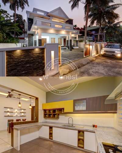Exterior, Lighting, Kitchen, Storage Designs by Interior Designer Woodnest  Developers, Thrissur | Kolo