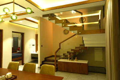 Ceiling, Lighting, Staircase Designs by Carpenter Rajeev Kumar , Kozhikode | Kolo