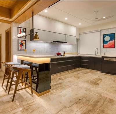 Kitchen, Lighting, Storage, Furniture, Flooring Designs by Interior Designer Niju George, Alappuzha | Kolo