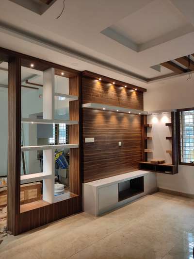 Ceiling, Lighting, Living, Storage, Flooring Designs by Interior Designer sumesh ks, Palakkad | Kolo