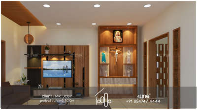 Lighting, Prayer Room, Storage, Living Designs by Interior Designer Toby Raju, Kannur | Kolo