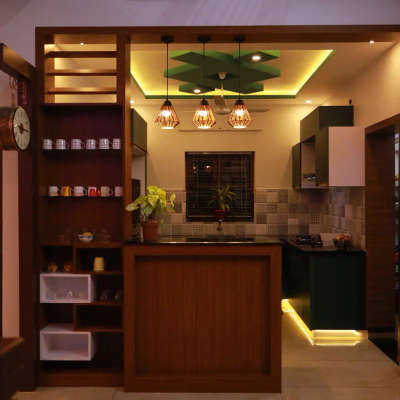 Ceiling, Kitchen, Lighting, Storage Designs by Interior Designer Paaa Papaa, Pathanamthitta | Kolo