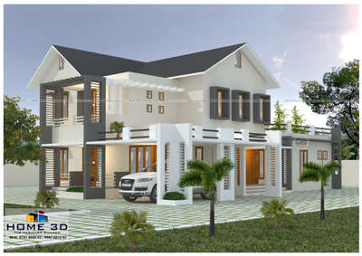 Exterior Designs by Civil Engineer Home 3D, Malappuram | Kolo