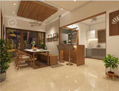 Ceiling, Dining, Furniture, Table, Lighting Designs by Interior Designer OSO   Home Interiors , Pathanamthitta | Kolo