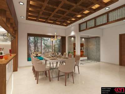 Ceiling, Lighting, Dining, Furniture, Table Designs by Architect Ar anulashin , Malappuram | Kolo