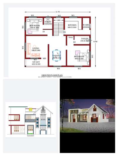 Exterior, Plans Designs by Contractor Akhil sopaanam , Pathanamthitta | Kolo