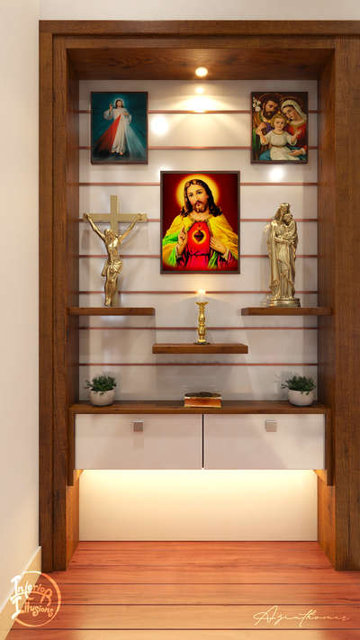 Lighting, Storage, Prayer Room, Home Decor, Flooring Designs by 3D & CAD Ajin Thomas, Kottayam | Kolo