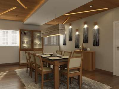 Ceiling, Dining, Furniture, Lighting, Table Designs by Interior Designer Nisson Antony, Kottayam | Kolo