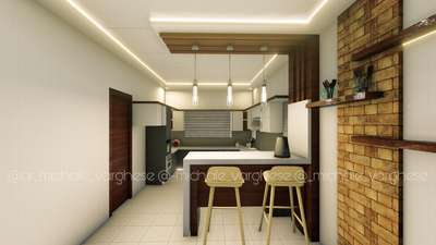 Ceiling, Lighting, Kitchen, Storage Designs by Architect Michale varghese, Kottayam | Kolo