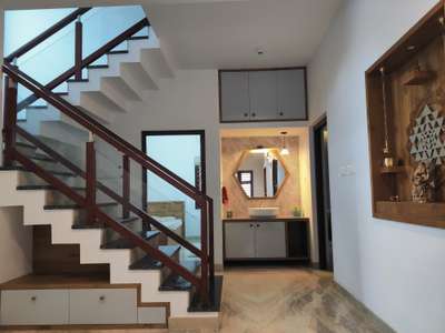 Dining, Lighting, Prayer Room, Storage, Staircase Designs by Architect AAPTHA INTERIORS, Kozhikode | Kolo