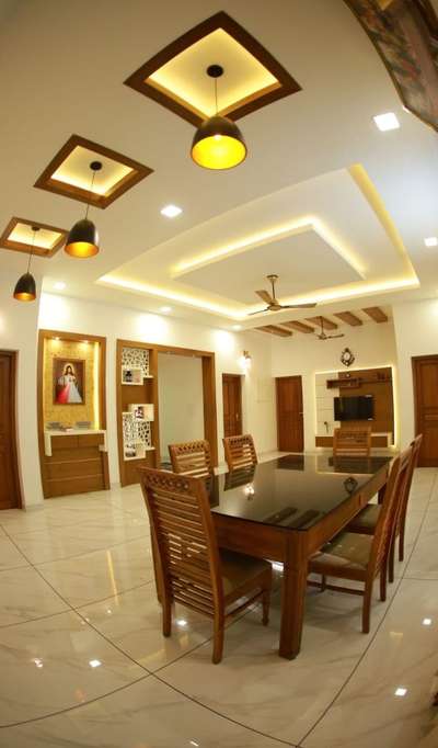 Ceiling, Furniture, Lighting, Storage, Table, Dining Designs by Interior Designer J Designs Interiors, Kollam | Kolo