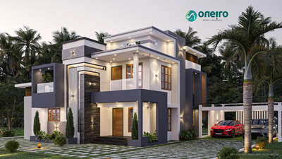 Exterior, Outdoor, Lighting Designs by Contractor Oneiro Builders and developers, Pathanamthitta | Kolo