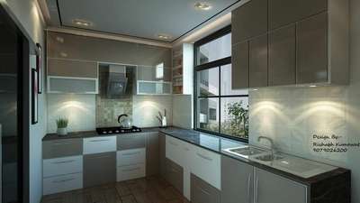 Kitchen, Lighting, Storage Designs by Interior Designer Rishabh Kumawat, Jaipur | Kolo