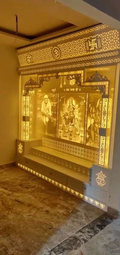 Lighting, Prayer Room, Storage, Flooring Designs by Interior Designer Designo  Temple Store , Delhi | Kolo