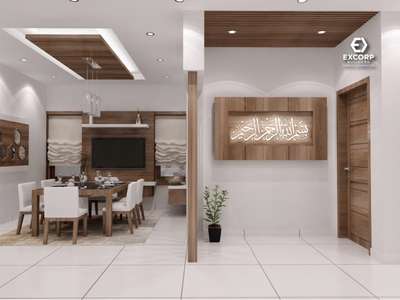 Furniture, Table, Lighting, Ceiling, Dining Designs by Civil Engineer Excorp Builders, Malappuram | Kolo