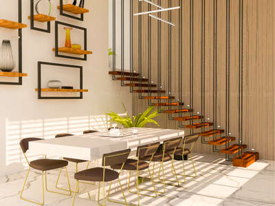 Furniture, Dining, Staircase, Table Designs by Interior Designer bevelit ig, Kasaragod | Kolo