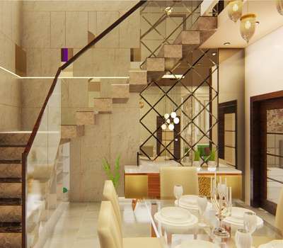 Dining, Furniture, Table, Staircase, Wall Designs by Architect Ar Sukriti Goyal, Gurugram | Kolo