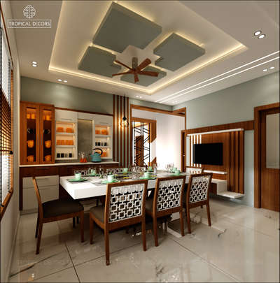 Ceiling, Dining Designs by Interior Designer Riyas K S, Kottayam | Kolo